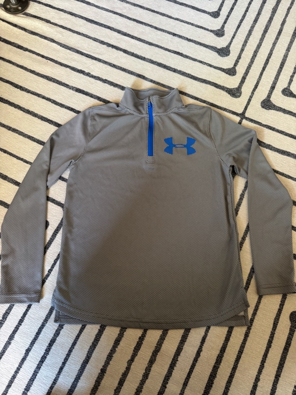 Under Armour Gray Quarter Zip with Bright Blue Logo Details